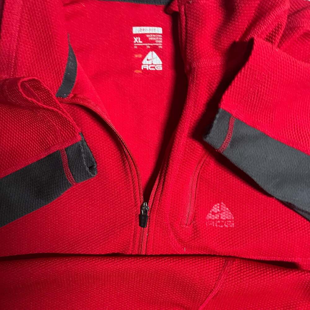 Nike ACG Dri-Fit Waffle Knit 1/4 Zip Pullover Red XL